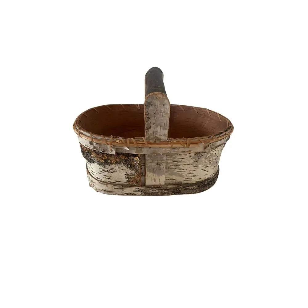 VTG Handmade Birch Bark Gathering Basket Native American Style Rustic 12